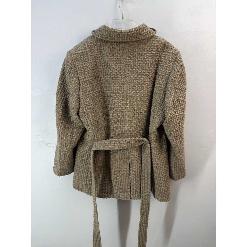 Women’s Calvin Klein Double Breasted Brown Wool Blend Belted Coat Size Small - Picture 8 of 16